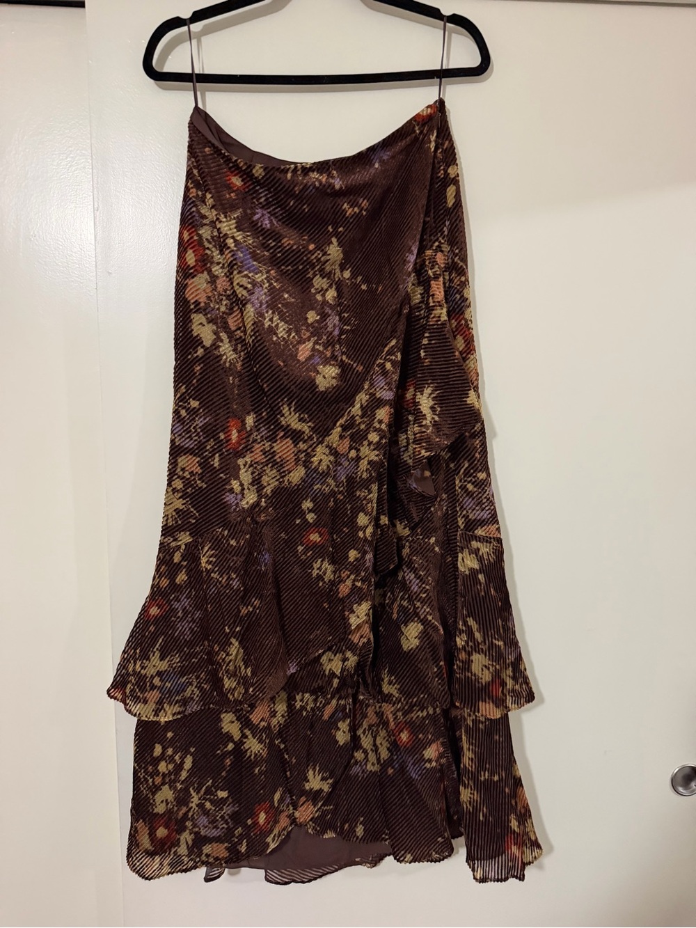 Ralph Lauren Floral Burnout Velvet Tiered Maxiskirt